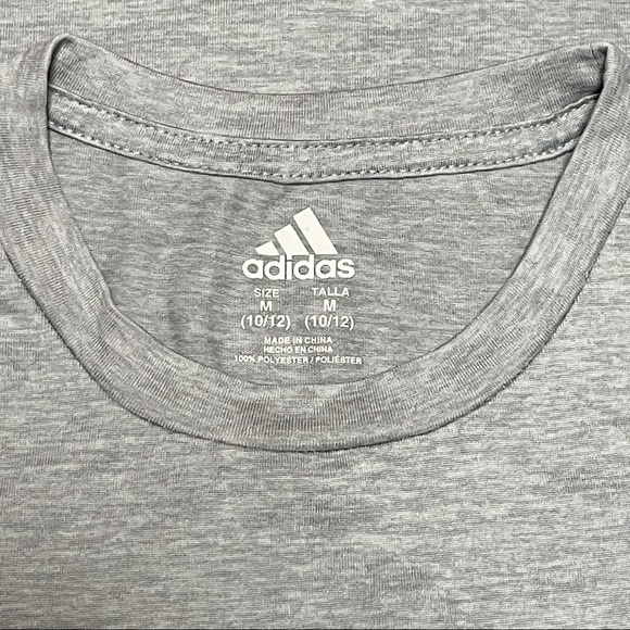 Adidas Heathered Gray Camo Logo Short Sleeve T-shirt Size M 10/12 - Picture 3 of 4